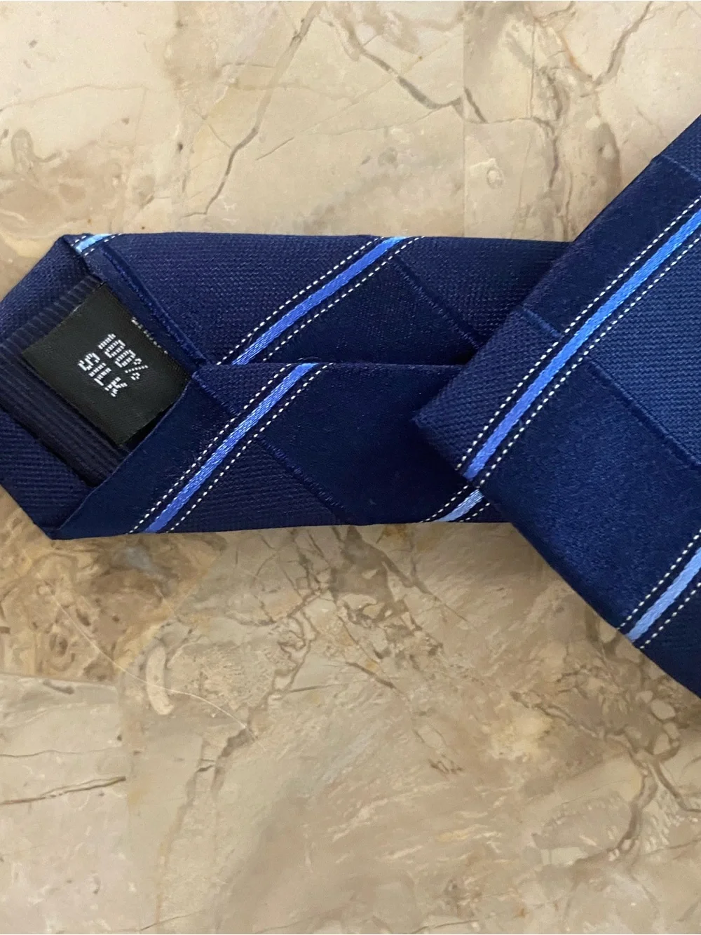 Classic Navy Silk Striped Men's Tie